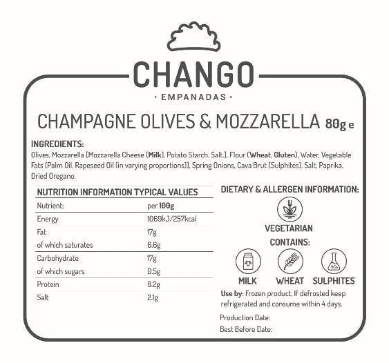 Champagne Olives & Mozz (6 Units - Half a Dozen) - Chango Empanadas
