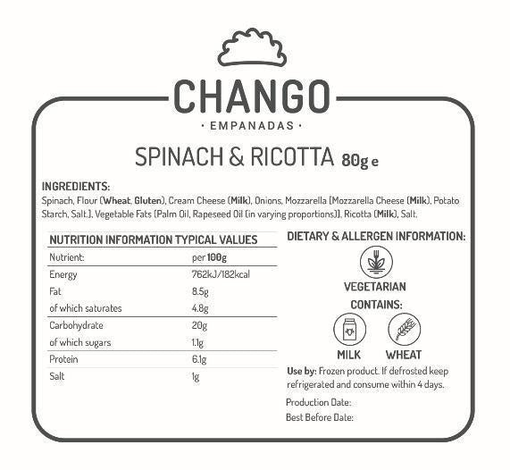 Spinach & Ricotta (6 Units - Half a Dozen) - Chango Empanadas