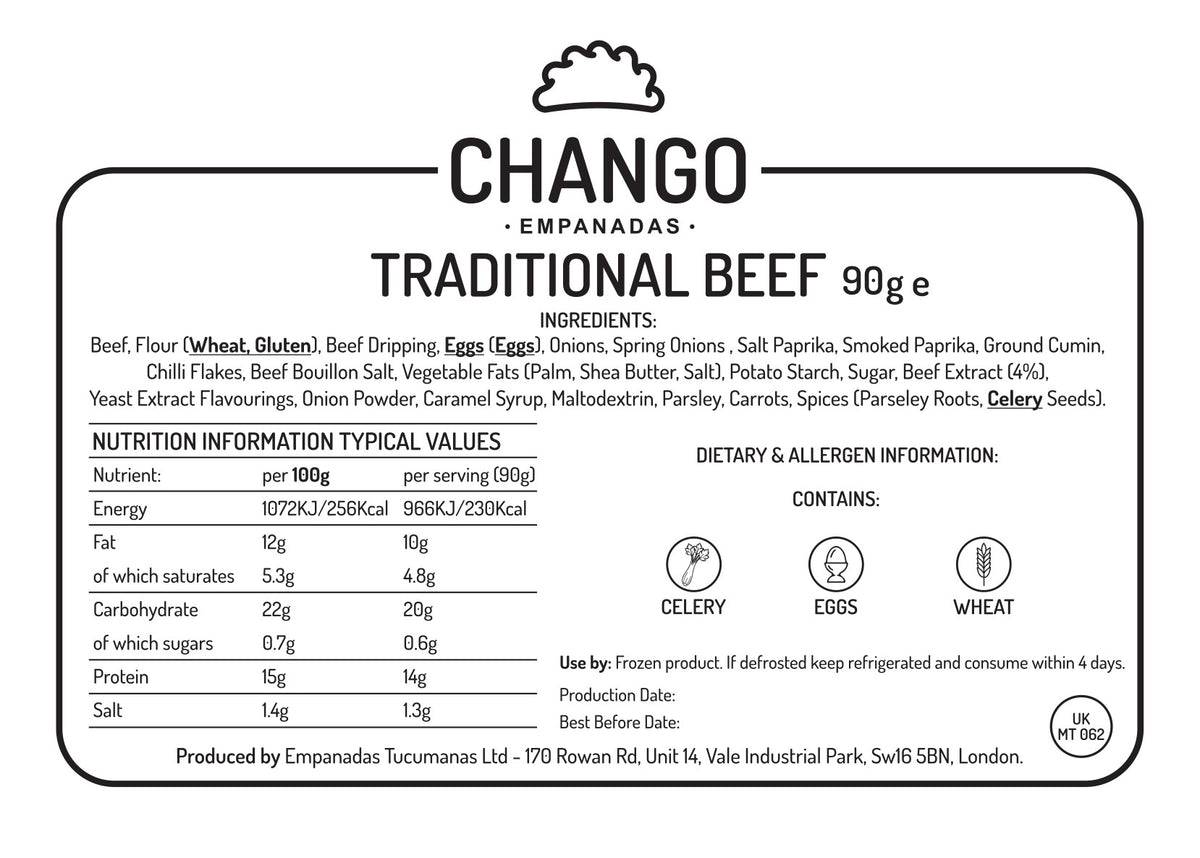 Traditional Beef (6 Units - Half a Dozen) - Chango Empanadas